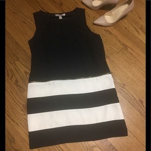 Forever21 navy blue & white  stripes dress